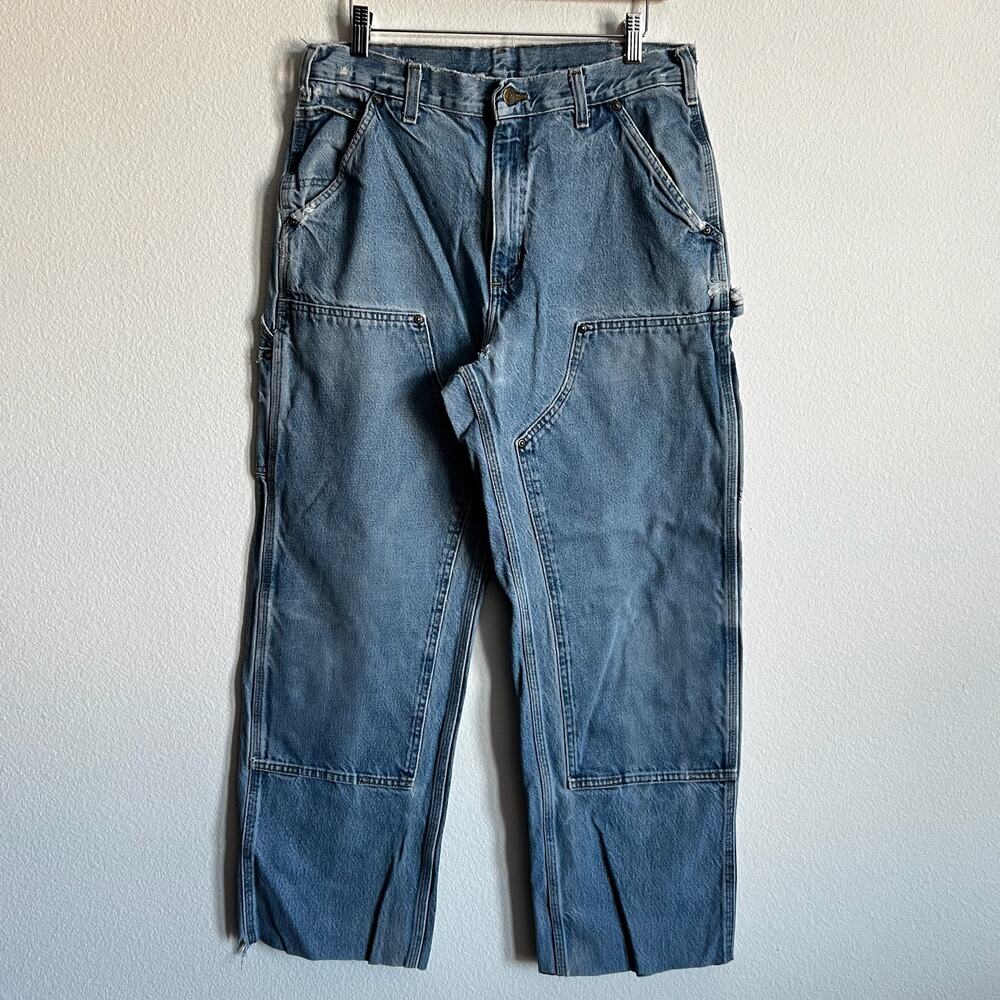 Carhartt B73 DST denim blue jean double knee work wear carpenter pants